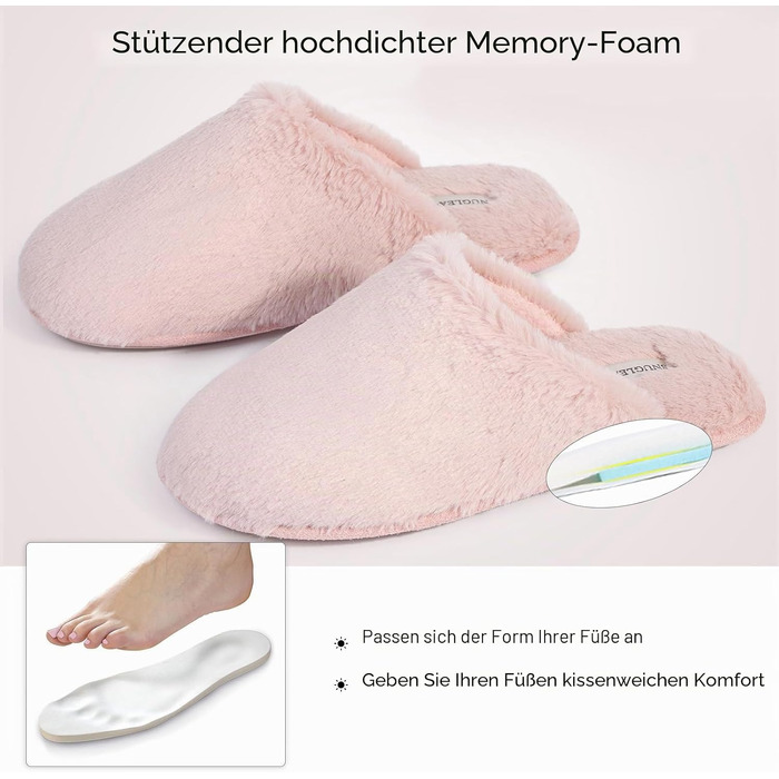 Жіночі домашні капці Snug Leaves з штучним хутром та ефектом пам'яті Memory Foam, рожеві, розмір 42/43 EU