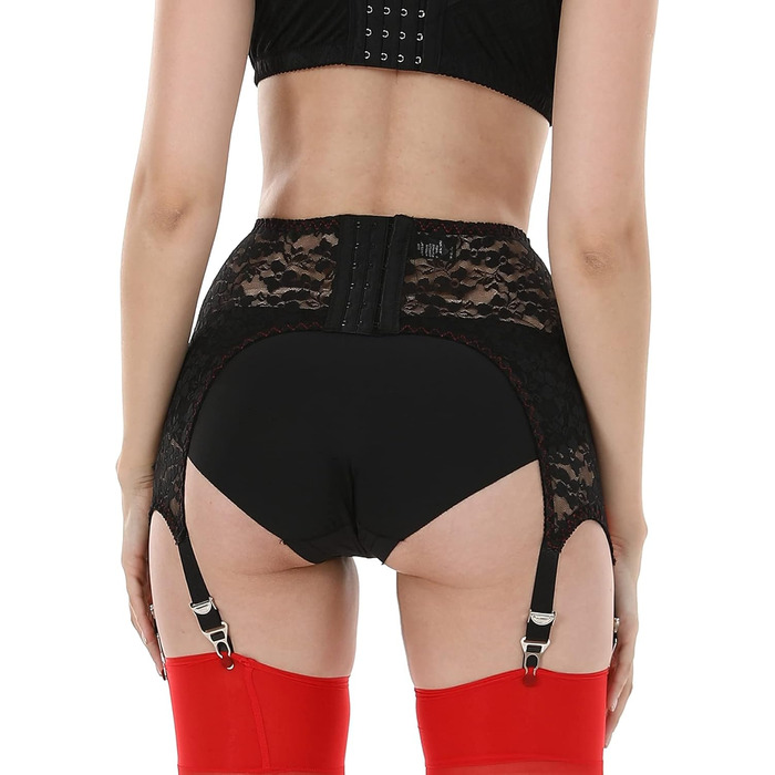 Жіночий корсетний ремінь Klönkee з 6 тримачами, широкі панчошні ремені з квітковим візерунком з мережива, регульовані металеві кліпси, розмір L