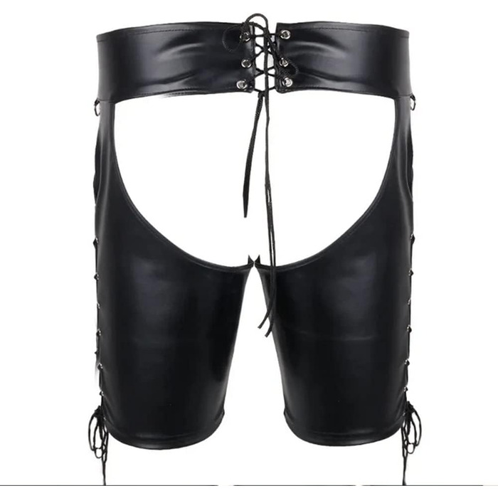 Боксери-шорти з еластичної шкіри (PU) для клубів та еротичних вечірок, чорного кольору, розмір XL