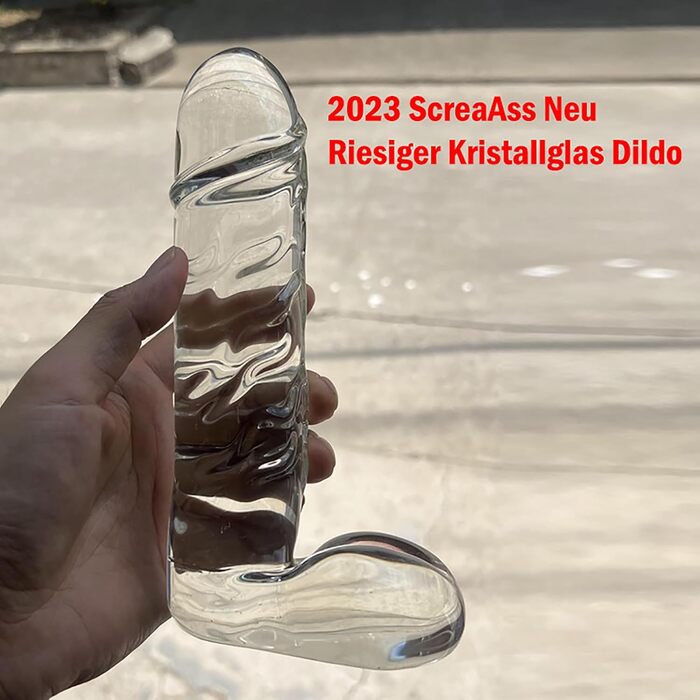 Скляний дildo XXL ScreaAss 21.5 см: кришталевий анальний плуг для дорослих, прозорий, 45 мм
