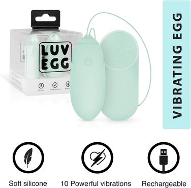 Вібраційний масажер LUV EGG з пультом дистанційного керування - для пар та новачків. 10 режимів, водонепроникний, перезаряджається, зелено-блакитний