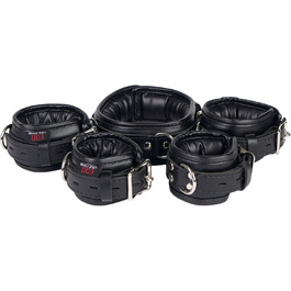 Набір наручників для бондейджу з підкладкою з шкіри: наручники, кайдани для ніг, ошейник, чорний колір