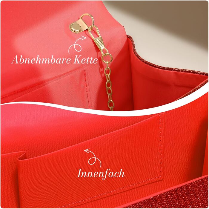 Жіночий вечірній клатч Abendhandtaschen з блискітками та паєтками, елегантна сумка-конверт з відʼємним ланцюжком для весілля та вечірок, бордовий