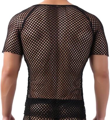 Чоловіча футболка з сітки, прозора, з короткими рукавами, рожевого кольору, XL