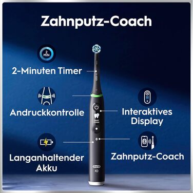 Електрична зубна щітка Oral-B iO Series 6 Black Lava: 5 режимів очищення, 3 насадки та дорожній футляр