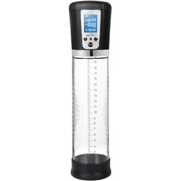 Електрична вакуумна помпа для збільшення статевого члена з акумулятором, LCD дисплеєм - 20см Ø7см - для чоловіків, допомога при еректильній дисфункції, тренування потенції