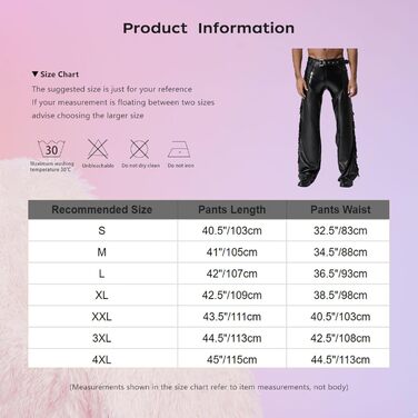 Чоловічі штани з еластичної шкіри (лак) TiaoBug, чорні, XL. Штани з еластичної шкіри, лакові, з бахромою, для вечірок та клубів