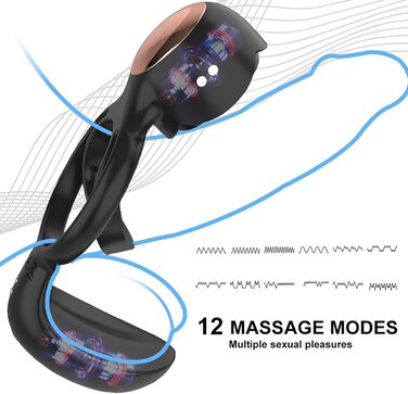 Вібраційний кільце для статевого члена TOUNID з 12 режимами вібрації, пультом дистанційного керування. Еротична іграшка для чоловіків, масажер яєчок, кок-кільце. Електрична іграшка для чоловіків, самостійна мастурбація (чорний)