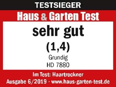 Фен для волосся Grundig HD 7880, 2200W, з іонізацією, Touch Control, 8 температурних та 7 режимів потоку повітря, LED-дисплей, холодний обдув, Білий/Рожеве золото