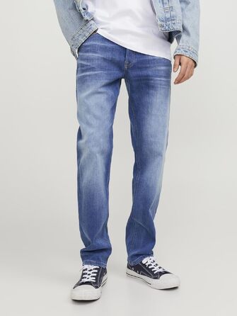Чоловічі джинси Jack & Jones Comfort Fit JJIMIKE синього кольору (Blue Denim), розмір 36W/34L