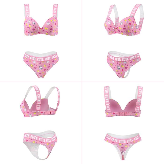 Комплект білизни LittleForBig: міні-спідниця з високою талією, бра та трусики, 3 шт. Розміри plus size, спортивний бра, рожевий, 3XL