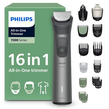 Універсальний тример Philips Multigroom Series 7000 MG7931/15 16-в-1 для обличчя, волосся та тіла, металеві леза, 21 налаштування довжини (0,5-16 мм)
