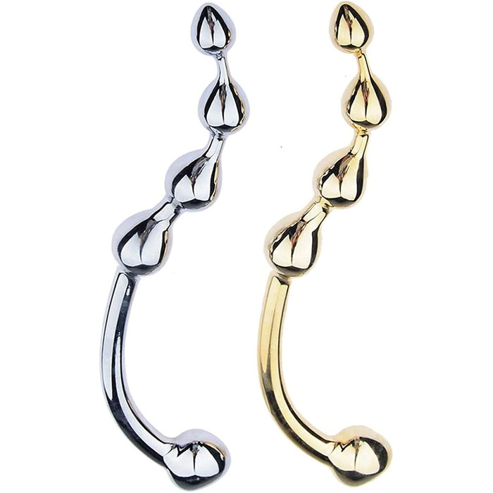 Анальний плаг з подвійним наконечником з нержавіючої сталі для масажу простати та стимуляції G-точки. Підходить для чоловіків та жінок.