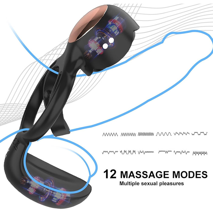 Вібраційний кільце для статевого члена TOUNID з 12 режимами вібрації, пультом дистанційного керування. Еротична іграшка для чоловіків, масажер яєчок, кок-кільце. Електрична іграшка для чоловіків, самостійна мастурбація (чорний)