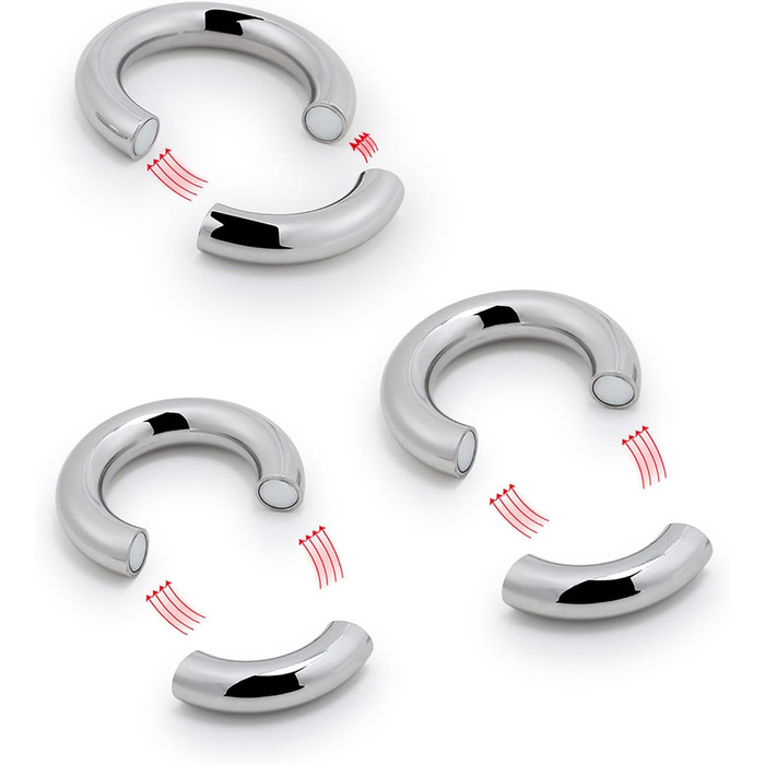 Сталевий кільцевий стимулятор для чоловіків з магнітними вагами, для уповільнення еякуляції (30+33+38mm)