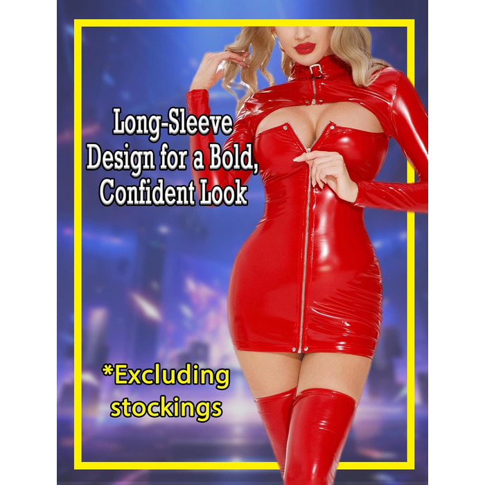 Сукня Adigau з екошкіри, червона, для клубу, на блискавці, Bodycon, L