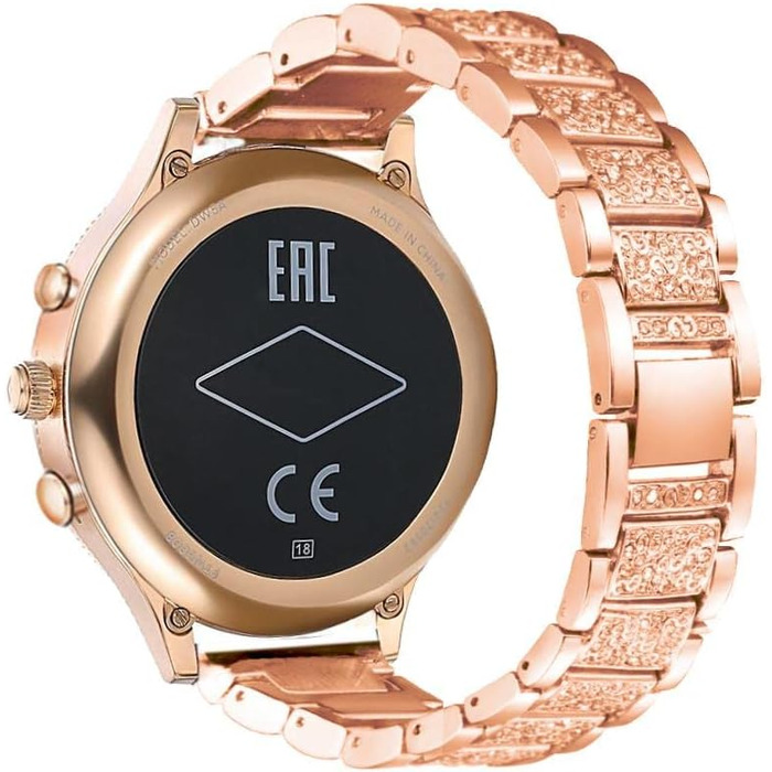 Металевий ремінець Abanen для годинників Fossil Gen 5 42mm та Gen 6 (жіночий), 18 мм, з кристалами та швидким замком, сумісний з Fossil Q Venture 3/4 покоління, колір: спорт червоне золото