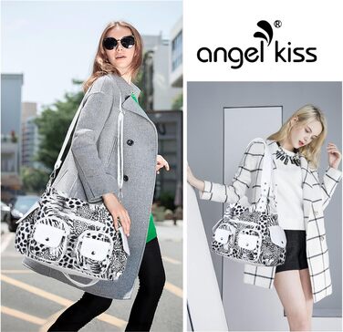 Жіноча сумка-хобо Angel Kiss великого розміру з м'якої екошкіри, стильна сумка на плече (чорно-біла)