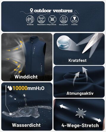 Чоловічий жилет Outdoor Ventures Softshell для велосипеда та активного відпочинку, водонепроникний (M, темно-синій)