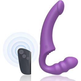 Вібратор для пар з двома головками та пультом керування - 15 режимів, для стимуляції клітора та G-точки, фіолетовий
