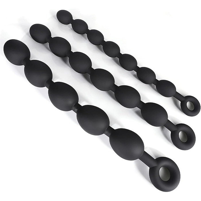 Анальний плагін Axcroo Extra Lang з ланцюжком та 7 кульок, силікон, стимулятор простати, для чоловіків та жінок