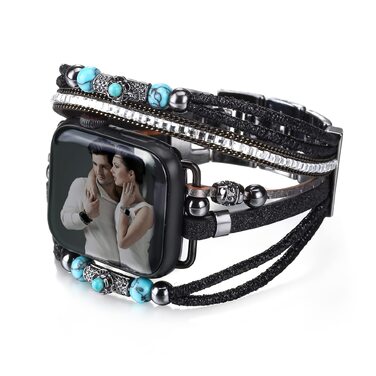 Шкіряний браслет Boho для Apple Watch — багатошаровий ремінець для iWatch Series 11 10 9 8 7 6 5 4 3 2 1 SE Ultra 1 2 3, чорний, 42/44/45/46/49мм