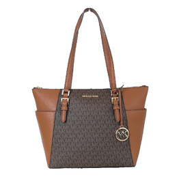 Жіноча сумка-тоут Michael Kors Charlotte Signature Large Top Zip Tote, коричнева