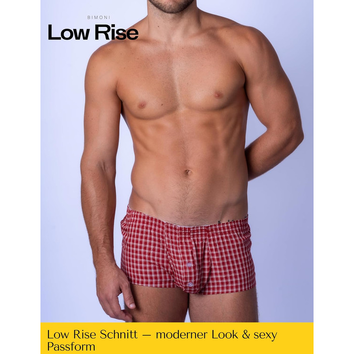 BIMONI Боксери чоловічі з м'якої бавовни, низька посадка, сексуальний дизайн, труси, боксер шорти, чоловіча білизна (червоний, S)