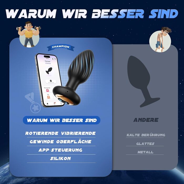 Анальні вібратори для жінок. Набір секс-іграшок з 7 режимами вібрації та обертання. Силіконовий butt plug для жінок та чоловіків.