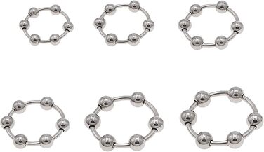 Набір з 6 сталевих кільців для пеніса з кульками, сталевий, для дорослих, секс-іграшка