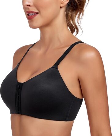 Леморосі: Безшовний бюстгальтер без кісточок, мультивей, на спинку, з можливістю застібання спереду, великі розміри, надійний, повний об'єм, комфортний, класичний бралетт для повсякденного носіння (80E, чорний)