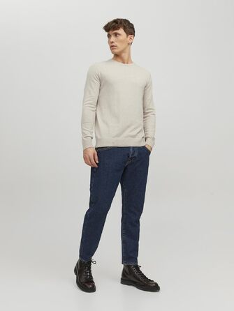 Чоловічий в'язаний светр Jack & Jones Jjeemil Knit Crew Neck Noos, колір Oatmeal (вівсяний)