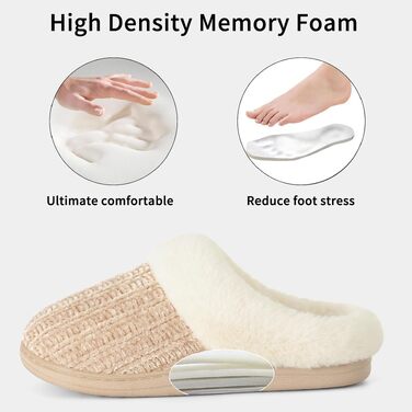 Жіночі зимові капці Evshine з плюшу та ефектом пам'яті Memory Foam, колір хакі, розмір 38/39 EU