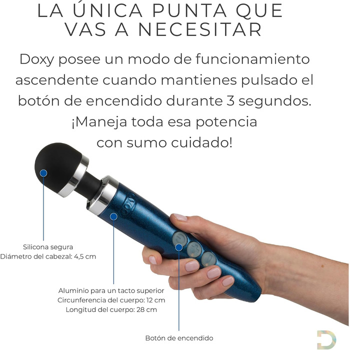 Масажер для тіла Doxy Die Cast 3: перезаряджуваний жіночий вібратор Magic Wand (блакитний)