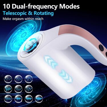 Автоматичний мастурбатор для чоловіків: 10 режимів, телескопічна конструкція, ротація, помпа, білий