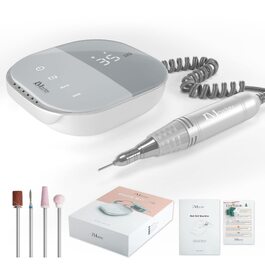 Професійний електричний апарат для манікюру та педикюру JCMaster TouchPro+ 35000 об/хв, набір для нарощування гелевих та акрилових нігтів з 4 фрезами та сенсорним керуванням
