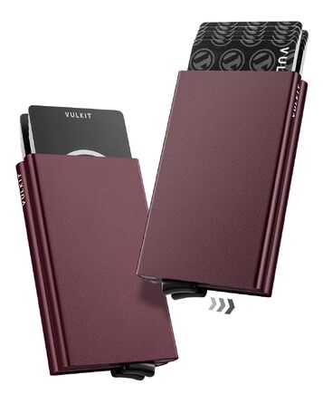 Металевий картхолдер VULKIT з RFID/NFC захистом, чоловільний гаманець для 10 карток (Колір: Вино)