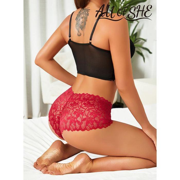Сексуальна спідня білизна A OF SHE: 5 шт. трусики для жінок, шортики-боксер, мереживо, великі розміри, XL