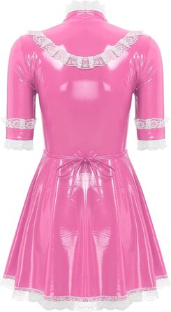 Костюм покоївки Freebily з лакованої шкіри, рожевий, для карнавалу/Хелловіну, розмір XXL