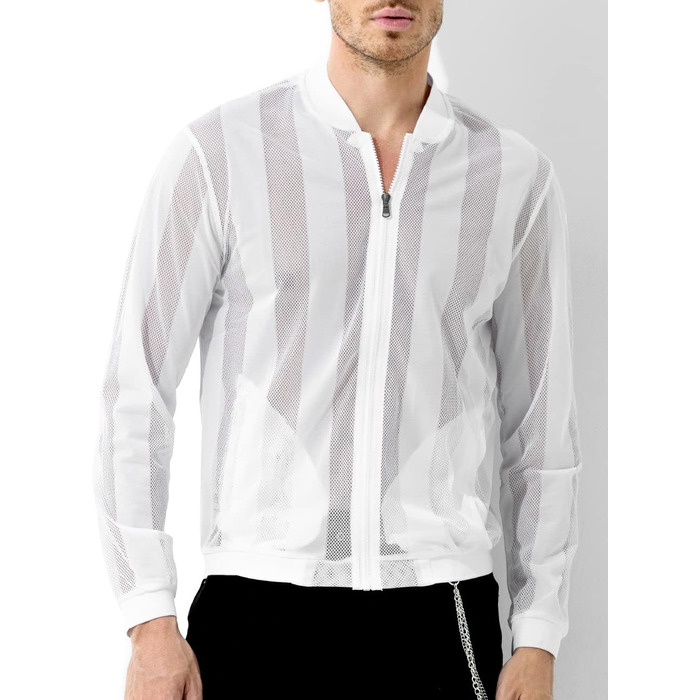 Чоловіча сітчаста сорочка-майка Casey Kevin Herren з прозорою вставкою, розмір M, колір білий