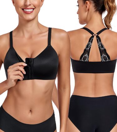 Леморосі: Безшовний бюстгальтер без кісточок, мультивей, на спинку, з можливістю застібання спереду, великі розміри, надійний, повний об'єм, комфортний, класичний бралетт для повсякденного носіння (80E, чорний)