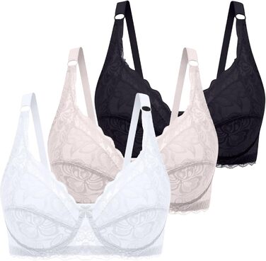 3 шт. комплект бюстгальтерів без кісточок для жінок CXCX Push Up мереживний бюстгальтер, сексуальний, класичний, з регульованими бретелями, м'який, зручний, комплект бюстгальтерів для щоденного використання (білий+рожевий+чорний)