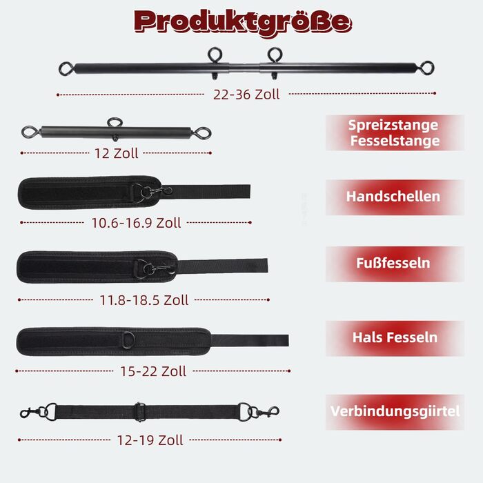 Розпірка для бондажу з металу, наручники та кайдани для ніг BDSM для пар (чорний)