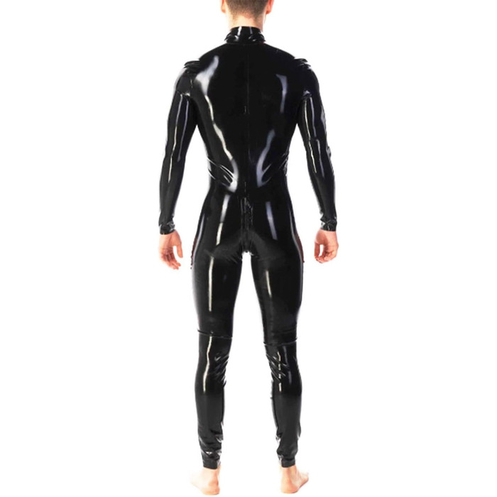 Латексний комбінезон для чоловіків YXFHHY: чорний, цільнотілий, з довгим рукавом, на блискавці, для вечірок та клубів