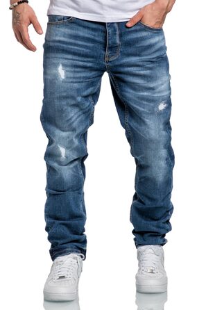 Чоловічі джинси REPUBLIX Regular Straight Fit з ефектом Destroyed, світло-блакитні, модель R7998