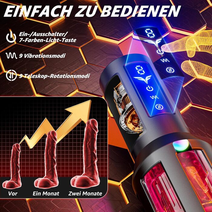 Електричний мастурбатор 4-в-1 для чоловіків з 9 режимами вібрації та телескопічною функцією, іграшка для сексу з імітацією ротової порожнини