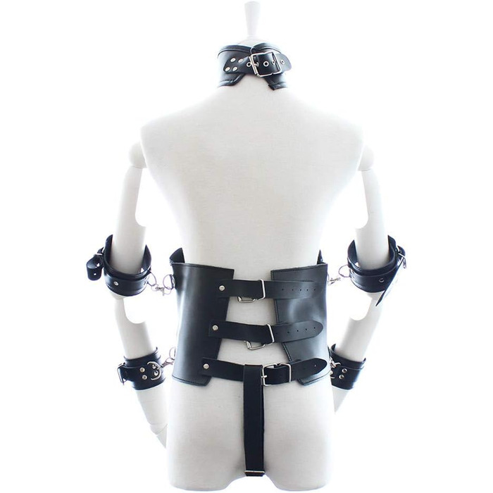 Жіночий боді-нагрудник Hanyi з штучної шкіри та наручниками, регульований, фетиш, відкритий корсет, чорний