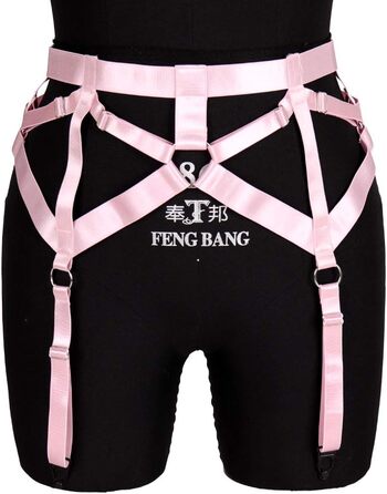 Жіночий пояс-петля з 4 кліпсами, пояс-стрінг, шкарпетки в стилі Харадзюку, універсальний розмір, рожевий