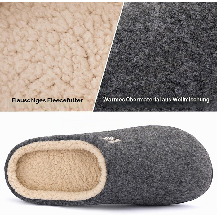 Чоловічі домашні капці RockDove з підкладкою з шерпи та ефектом пам'яті Memory Foam, сірі, розмір 42/43 EU