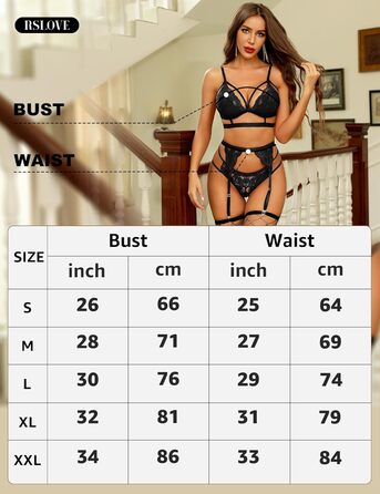 RSLOVE Комплект спідньої білизни для жінок: мереживний ті Body з глибоким вирізом, бюстгальтер та трусики, чорний